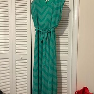 Tacera Teal Patterned Dress